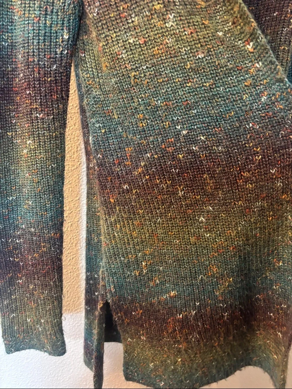 NATURAL Reflections Multi-Tone Green and Brown Open Cardigan - Picture 2 of 5